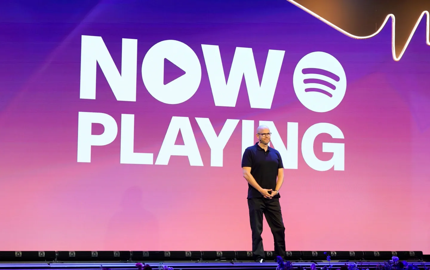 Daniel Ek, Co-Founder, CEO, Spotify, speaks onstage during the "Now Playing" Creator Day hosted by Spotify at its Los Angeles Campus on November 13, 2024 in Los Angeles, California.