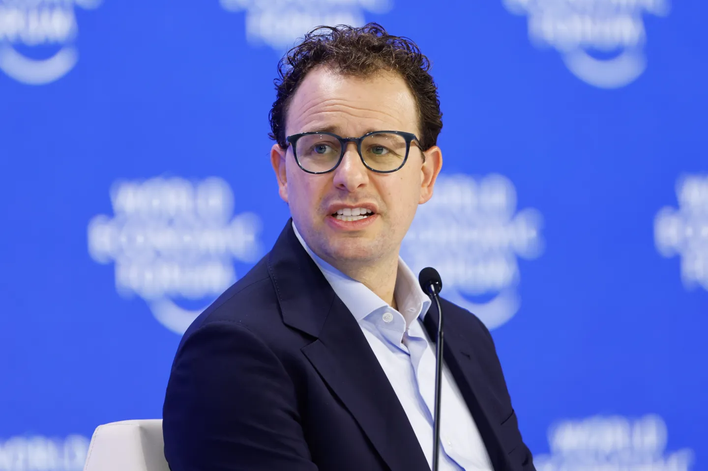 Dario Amodei speaks on stage at the WEF.