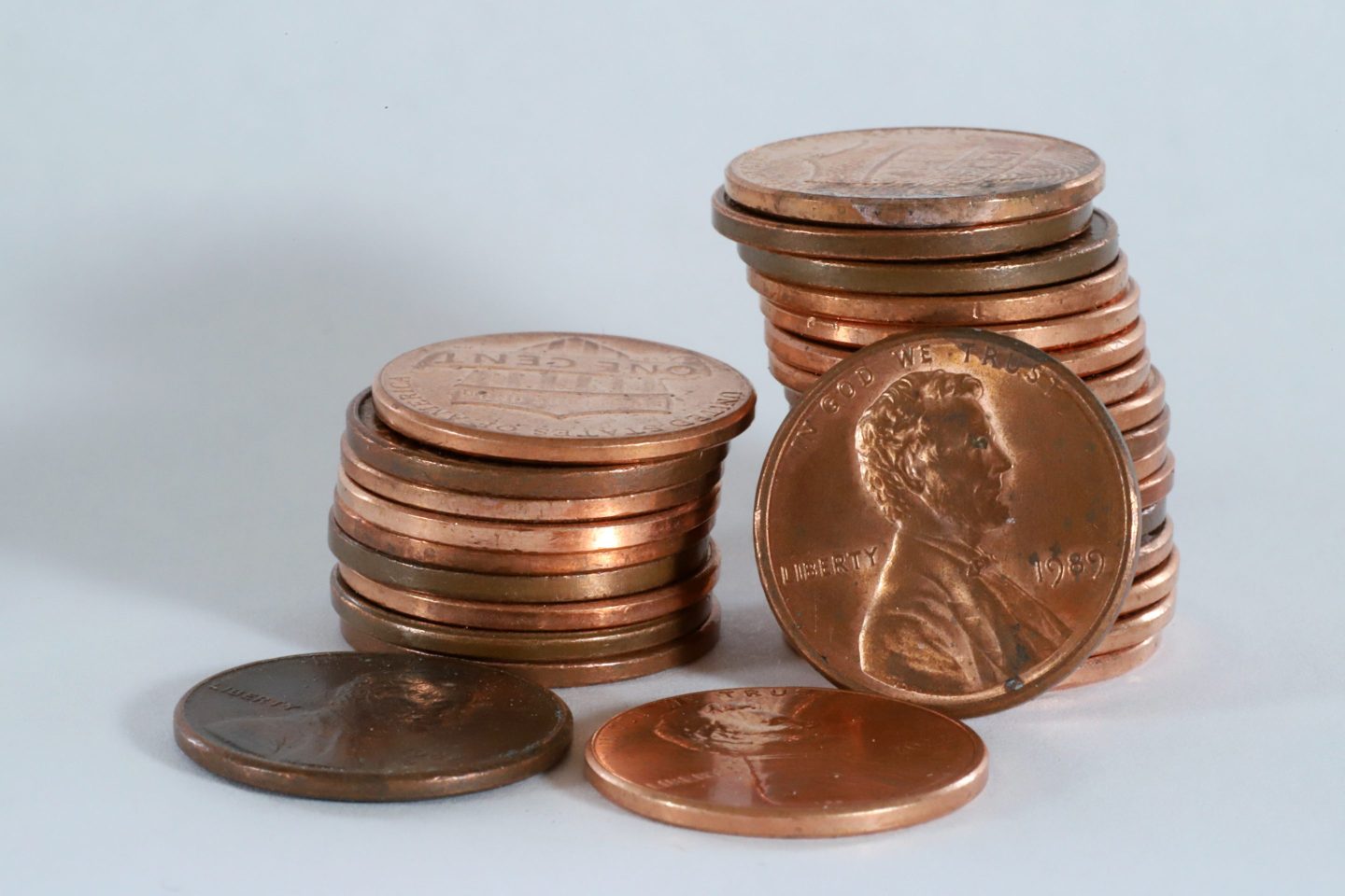 two stacks of pennies
