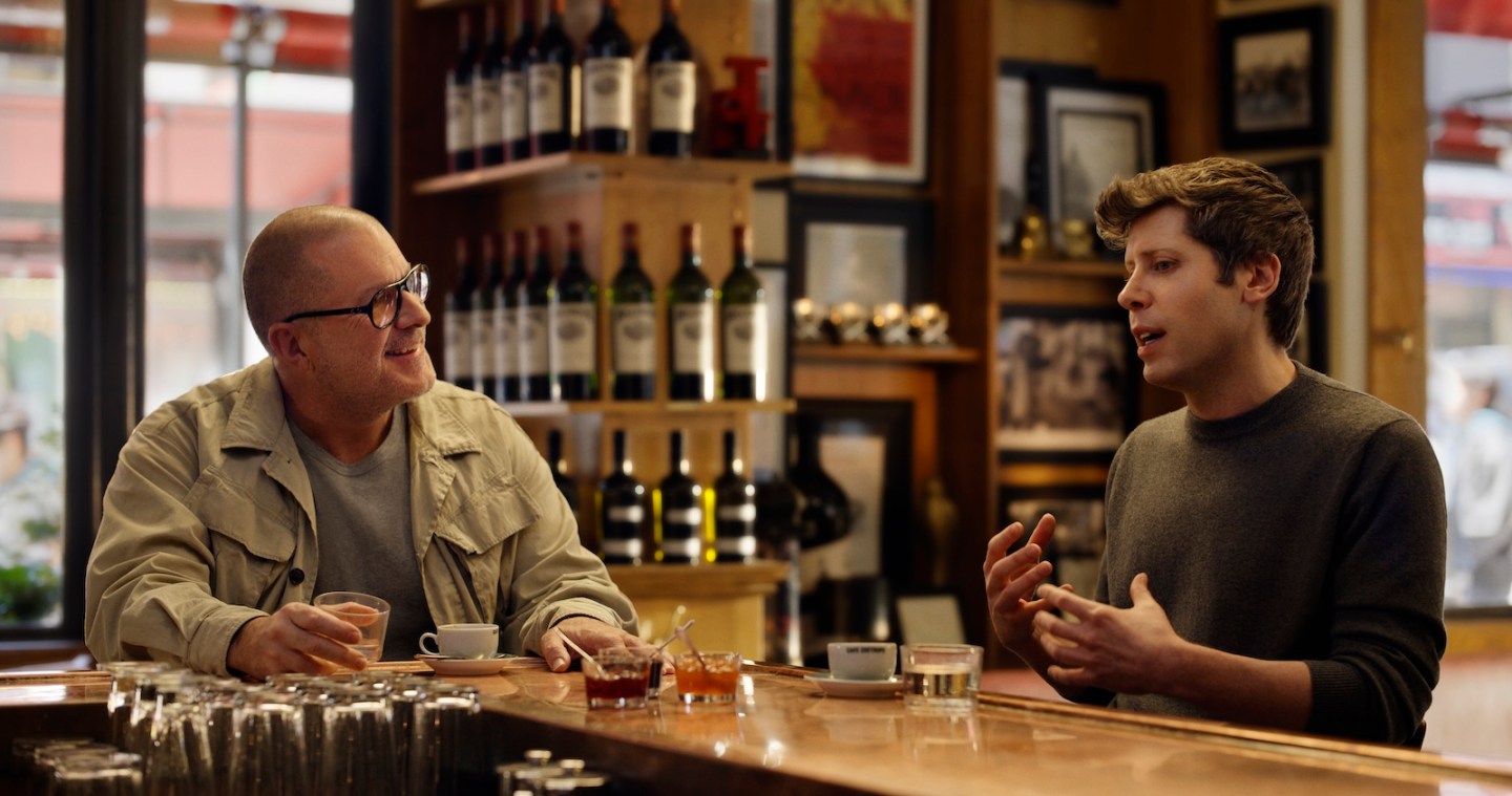 Former Apple design chief Jonathan "Jony" Ive and OpenAI CEO Sam Altman in an undated photo. (Courtesy OpenAI)